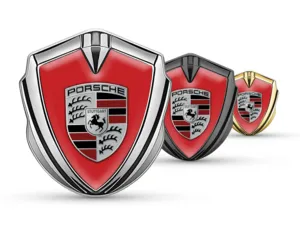 Porsche Insignias de Coche Diseño Carrera Borde Metal Lustroso